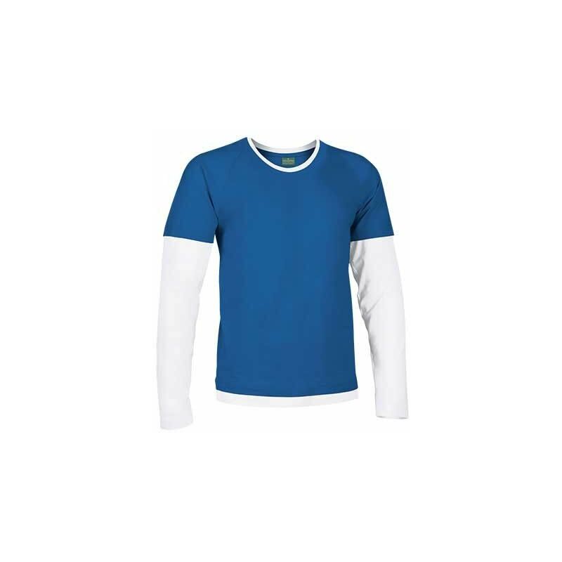 

Camiseta unisex de manga larga doble Denver | M - Azul Royal/Blanco - Valento