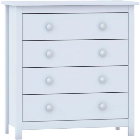 CÃ³moda 4  cajones , pino macizo, Moblit, serie Alme blanco, medidas: (78,5x75x35) cm ( altoxanchoxfondo), color blanco lavado.