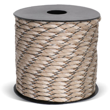 Camouflage désertique de 50 m Corde de tente en polyester à 9 brins, corde pour bâche de camping, corde résistante au vent, corde de survie d'urgence