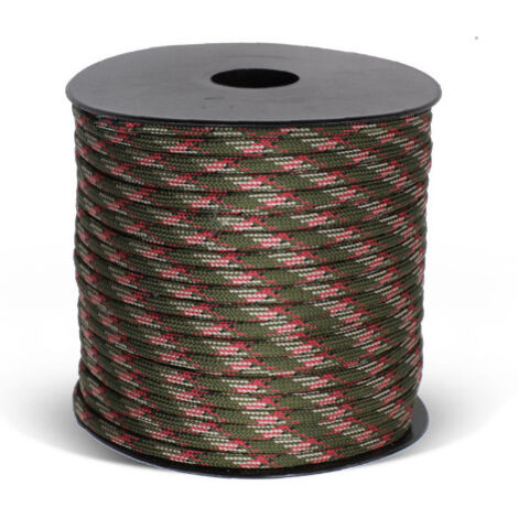 Camouflage jungle 50 m Corde de tente en polyester à 9 brins, corde pour bâche de camping, corde résistante au vent, corde de survie d'urgence