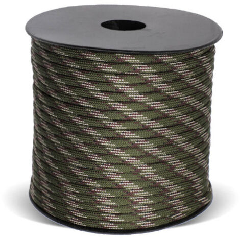 Camouflage vert militaire de 50 m Corde de tente en polyester à 9 brins, corde pour bâche de camping, corde résistante au vent, corde de survie d'urgence