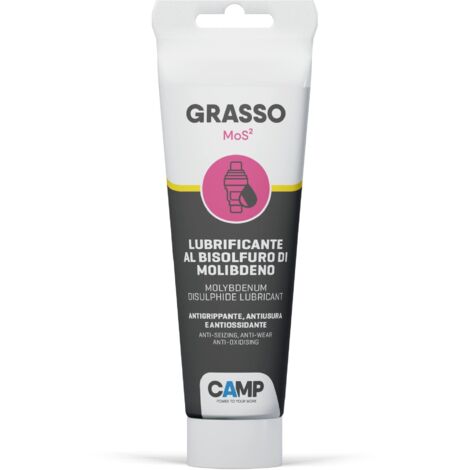 Camp GRASSO MOS2, Grasso Lubrificante al Bisolfuro di Molibdeno per Carichi Pesanti e Temperature Elevate, Anti-grippante e Anti-usura, 150 ml