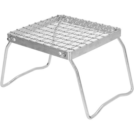 Camp Grill Grate with Foldable Legs 304 Stainless Steel Portable Grid Ultralight Campfire Stand for Hiking Picnic