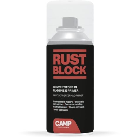 CAMP Rust Block Convertiruggine e Primer - Convertitore Ruggine Spray Pronto all'Uso, Antiruggine Impermeabile Ideale per Ripristinare Superfici in Ferro e Acciaio - Azione Rapida e Protettiva, 150 ml