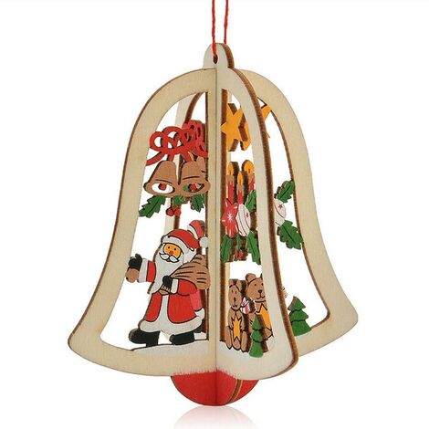 Campana 3d in legno rosso per albero di natale addobbi decorazioni natalizi da casa