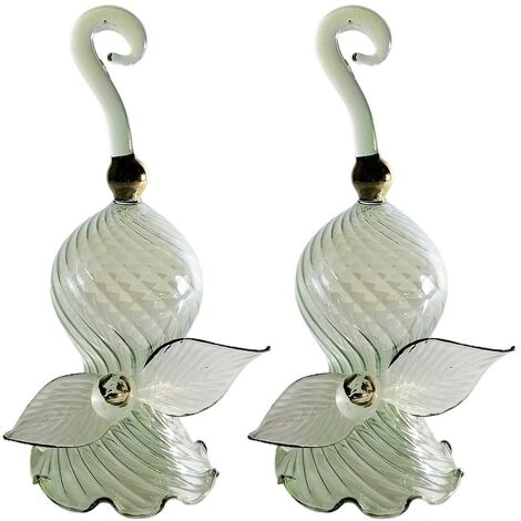 Campana campanella in vetro soffiato fiore bianco set da 2 oggetti per la casa made in Italia da collezione particolare