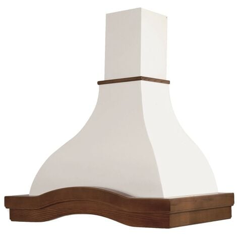 Campana rústica GINEVRA blanca con estructura de madera con incrustaciones  color fresno 60 cm