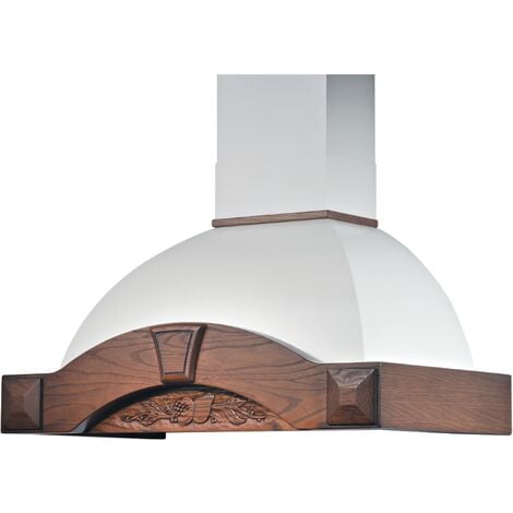 COTTAGE campana de cocina rústica blanca con estructura de madera  incrustada gris tórtola 90 cm