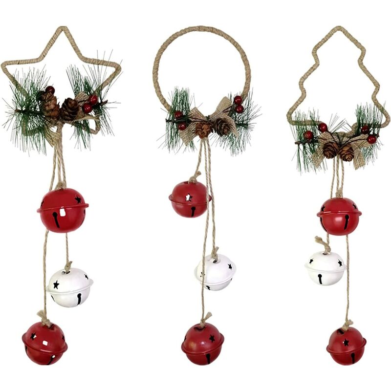 

Campana de Navidad para colgar en una puerta - Campana de árbol de Navidad con piñas y frutos rojos - Decoración de interiores - 30 x 10 cm (2)