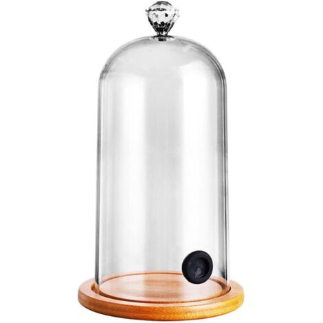 Campana de plástico para ahumar, cubierta de cúpula para alimentos de cocina molecular con orificios de goma y base de madera para cócteles, pasteles, bebidas, accesorios de coctelería, herramientas d