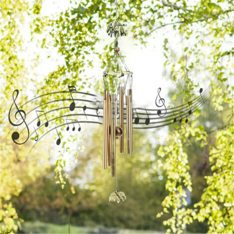 Campana de viento para exteriores con un sonido rico y relajante, un regalo conmemorativo para mamá, ideal para su patio, terraza, jardín y terraza, hecha de bambú y aluminio rojo cobrizo.