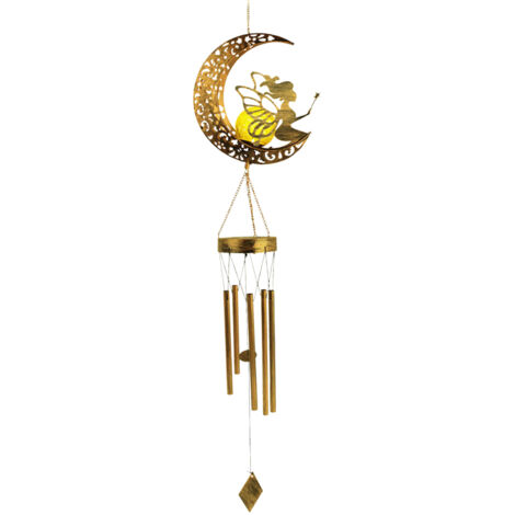 Campana de viento solar LED para exteriores, diseño colgante, con luz nocturna blanca cálida, resistente al agua y con un diseño atractivo, ideal para jardín, patio o terraza. Gancho incluido.