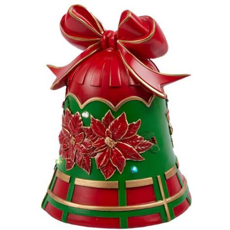 Campana decorata con Babbo in metallo con miniled per decorazioni natalizie -Grande