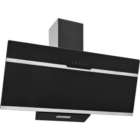 Campana extractora acero inoxidable vidrio templado negro 90 cm