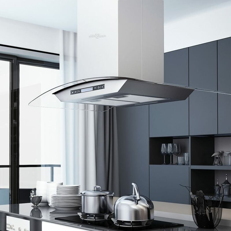 

Campana extractora de techo 90 cm pantalla táctil 756 m³/h LED - Plateado