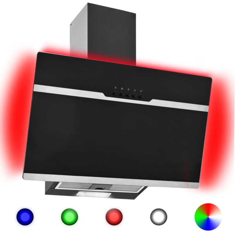 

vidaXL Campana extractora RGB de LED acero inox. vidrio templado 60cm - Negro