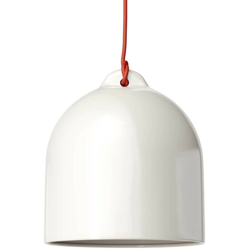 

Creative Cables - Campana, pantalla M de cerámica para suspensión - Fabricado en Italia | Blanco brillante - Blanco brillante
