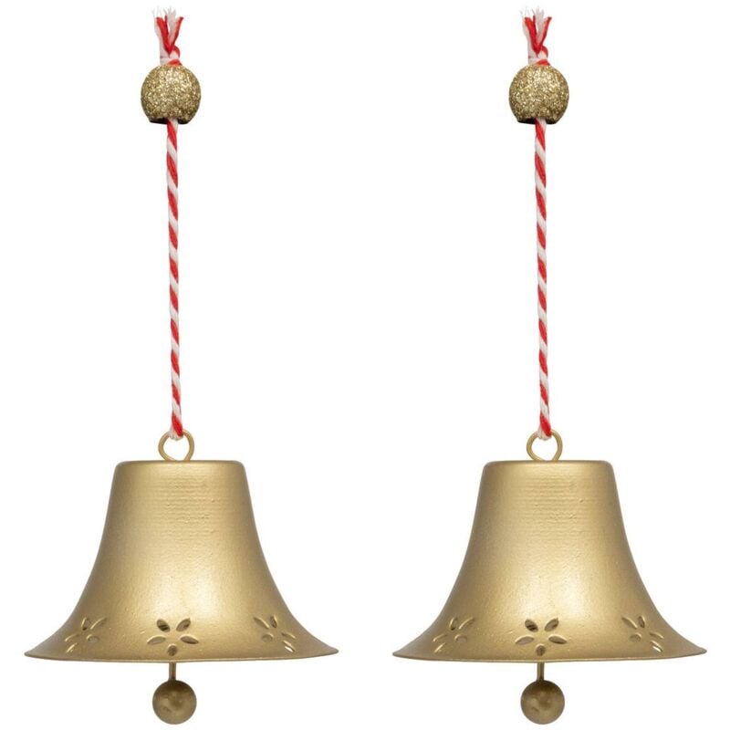 Campana in metallo per decorazione albero di natale x2 oro 7cm - Atmosphera créateur d'intérieur