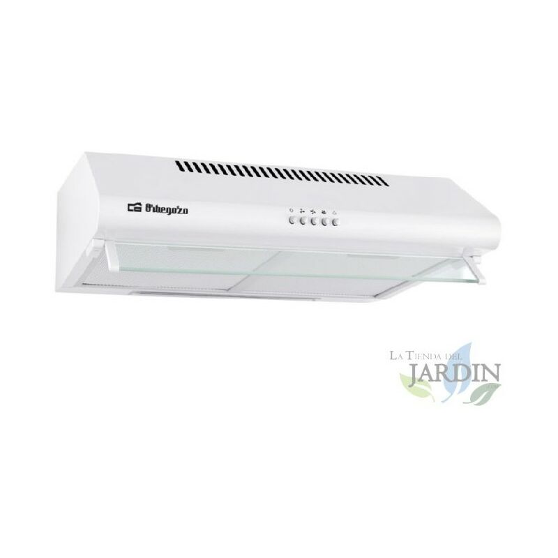 Campana Standard blanca Orbegozo 2 motores de 60 w. 3 niveles de potencia. Clase energética c. Ancho: 60 cm