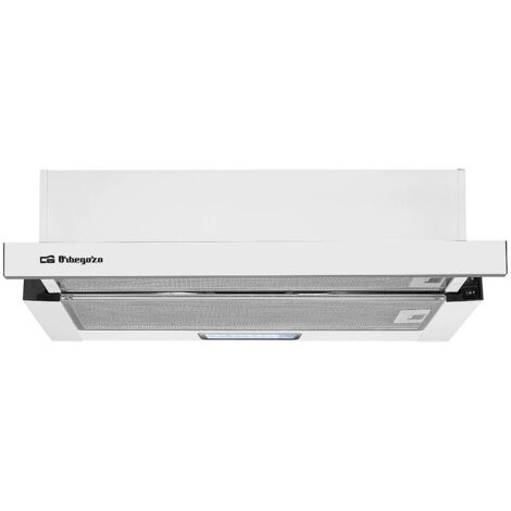 Campana telescópica Orbegozo 60 cm TL 07160 BL, 2 niveles de potencia, 2 filtros aluminio desmontables, extracción 332,1 m3/h, clase energética B, 65 W