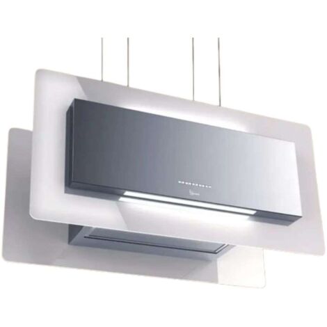 CAMPANA TRISIA APPESA cm. 90x43 - Acero inoxidable, cristal blanco - 800 m3/h