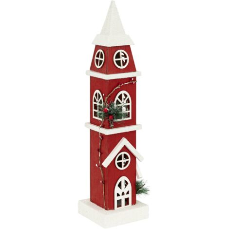 Campanario rojo H49cm 8 LEDs blanco cálido a pilas - Feeric lights & christmas