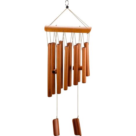 Campanas de viento de bambú para interiores y exteriores con sonido natural relajante para decoración del hogar, regalos colgantes