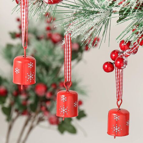HAHEHNIENS 6pcs Decorazioni Natalizie in Metallo Jingle campanella Natale Decorazioni Xmas Capodanno