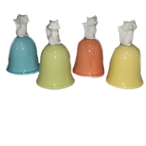 Campanelle con volpe di pasqua decorazioni pasquali arredo casa vetrine negozio idea regalo set da 4 in ceramica 9cm
