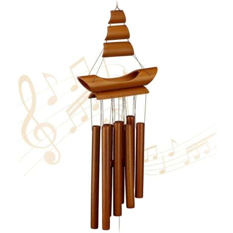 Campanello a vento in bambù, marrone, 70 x 18 x 6 cm