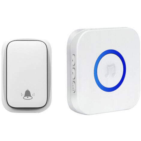 Campanello elettronico senza fili impermeabile con batteria, 38 melodie a 4 livelli di volume per la casa, colore bianco.