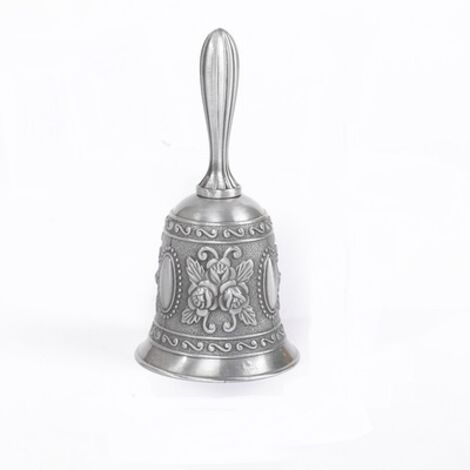 Campanello fatto a mano in oro e argento, per decorazioni di matrimoni, sveglie, scuole, chiese, bar, hotel, versatile, vintage (argento antico)