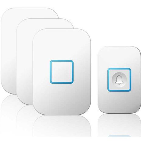 Campanello senza fili bianco, set di campanelli senza fili, portata 400 m, campanello per porta d'ingresso esterno impermeabile IP55 con 3 ricevitori plug-in