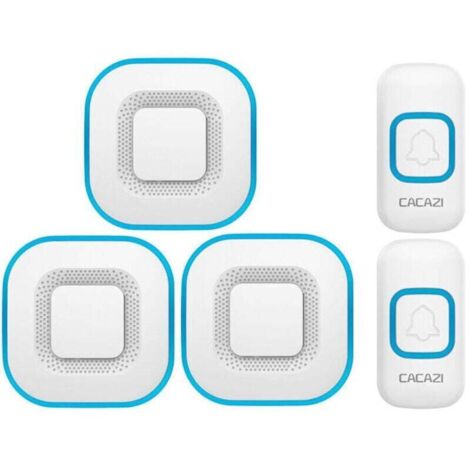 Campanello senza fili, campanello intelligente a LED per la casa, 3 campanelli, 2 pulsanti, bianco