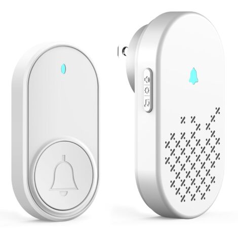 Campanello senza fili, facile da installare, con 4 livelli di volume regolabili, alimentato a batteria, ideale per ingressi di aziende, negozi, case o uffici.