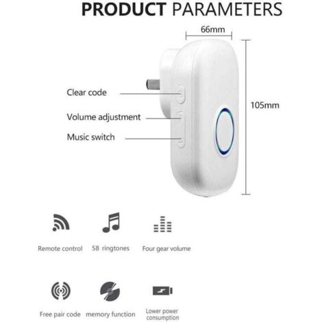 Campanello senza fili, kit campanello senza fili impermeabile con ricevitore plug-in, per casa, ufficio, hotel