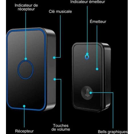 Campanello senza fili, kit di campanello elettronico impermeabile con 1 ricevitore plug-in, 60 melodie per casa, ufficio, hotel