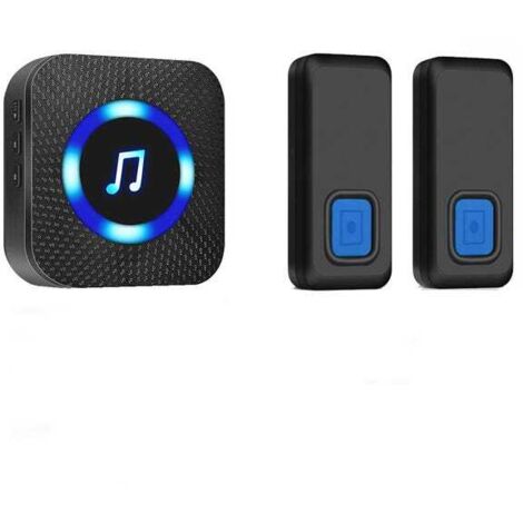 Campanello senza fili per esterni impermeabile a due pulsanti con ricevitore plug-in, blu L