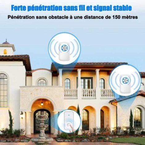 Campanello senza fili per esterni impermeabile, campanello elettronico, kit campanello con 2 ricevitori plug-in, 60 melodie a 5 livelli di volume, flash LED