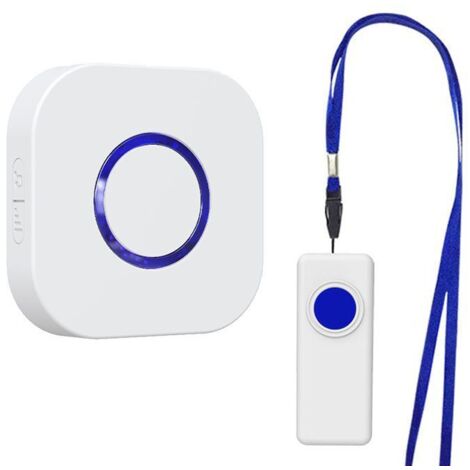 Campanello senza fili per esterni impermeabile, kit elettronico a lunga portata 400 m con batteria, 55 melodie a 5 livelli di volume per la casa, indicatore LED blu, bianco