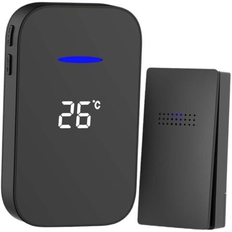 Campanello senza fili, senza batterie - 38 suonerie - 4 livelli di volume - Nero - 1v1