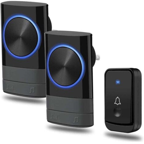Campanello wireless 300M, campanello plug-in, 2 ricevitori, 1 pulsante wireless, campanello impermeabile IP44, 4 livelli di volume, 45 suonerie