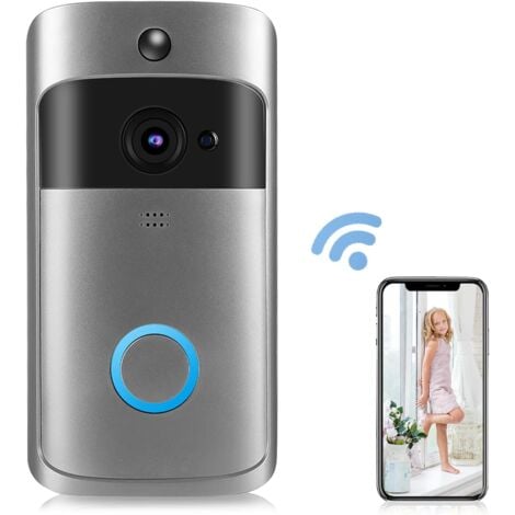 Campanello Wireless con Smart Camera, Videocamera Campanello Wireless WiFi con Rilevatore di Movimento, Telecamera di Sicurezza WiFi da 2,4 GHz con Risoluzione 1280, Durata Batteria 6 Mesi MNS