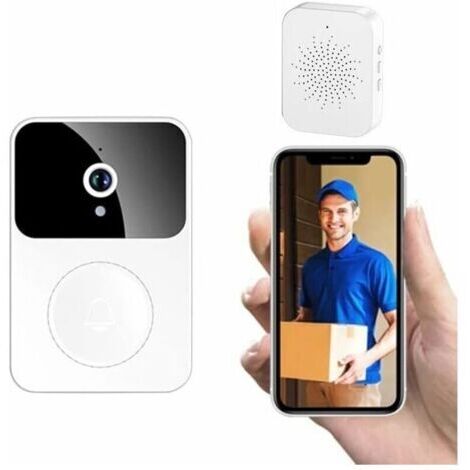 Campanello wireless connesso Doorbell and Chime con telecamera di sorveglianza, telecamera intelligente Wi-Fi, registrazione video, campanello (tipo C), suonerie multiple, ricaricabile, connessione pe