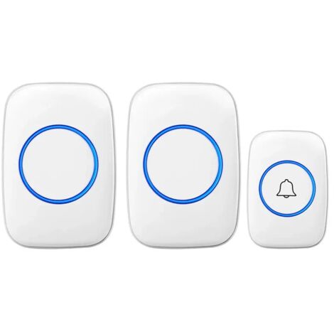 Campanello Wireless da Esterno Impermeabile 300 Metri, Suoneria Elettronica Impermeabile IP44, Kit Suoneria con Ricevitori Plug-in, 60 Melodie a 5 Livelli di Volume per Casa in Ufficio, Bianco