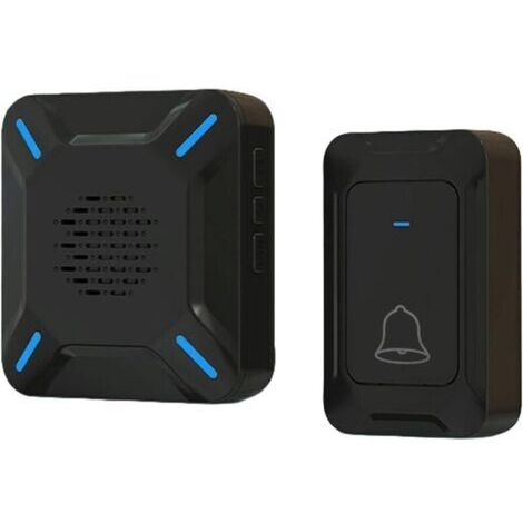 Campanello wireless da esterno impermeabile IP68, grande altoparlante, indicatore LED, portata 300 m, 5 livelli di volume regolabili, 58 suonerie (nero)