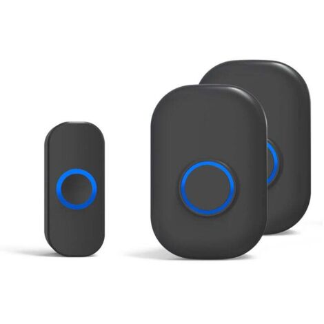 Campanello wireless impermeabile, campanello elettronico impermeabile IP44, 32 melodie, 4 livelli di volume, nero (da uno a due)