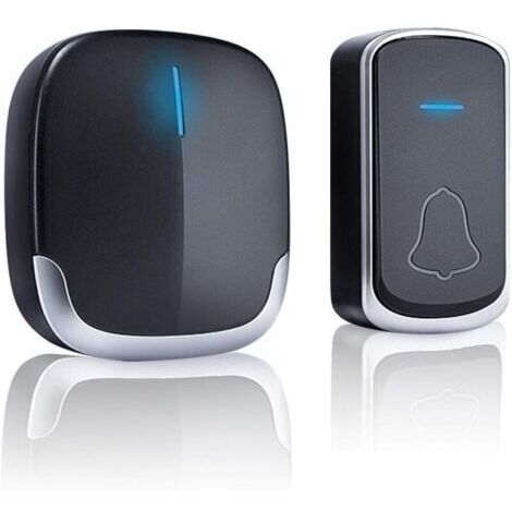 Campanello wireless impermeabile per esterni - Portata 300 metri, 58 melodie, 4 livelli di volume, campanello wireless con LED lampeggiante, 1 ricevitore plug-in, nero