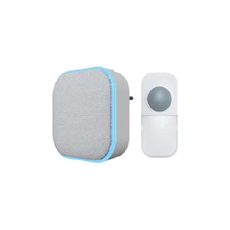 CAMPANELLO WIRELESS KINDOOR colore bianco con finitura in tessuto grigio SYNTESY