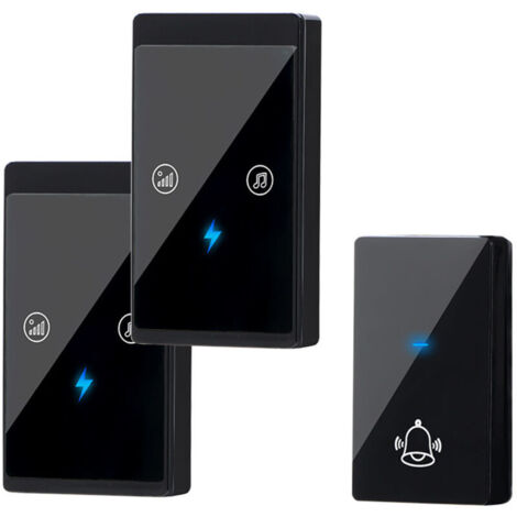 Campanello wireless KZQ, campanello wireless impermeabile, kit campanello per porta d'ingresso wireless con 1 trasmettitore e 2 ricevitori, spia LED, 56 melodie forti, portata di 360°